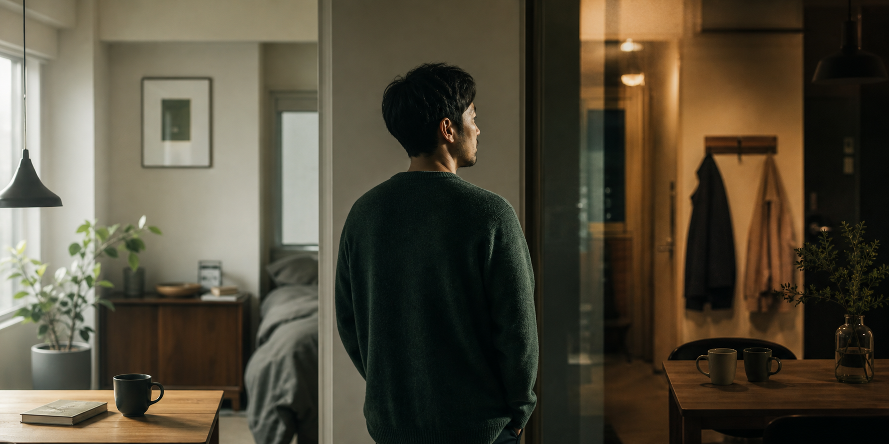 一人の暮らしと誰かと暮らす未来を静かに見つめる男性